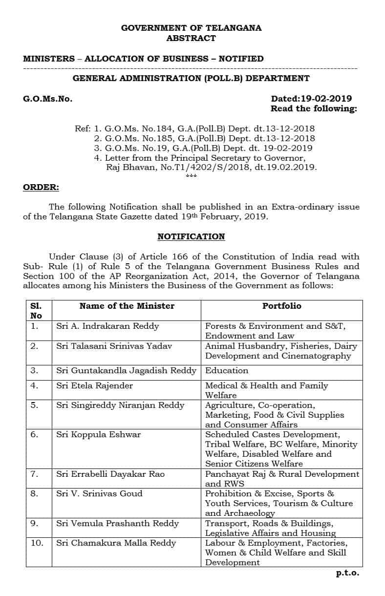 New Ministers of Telangana