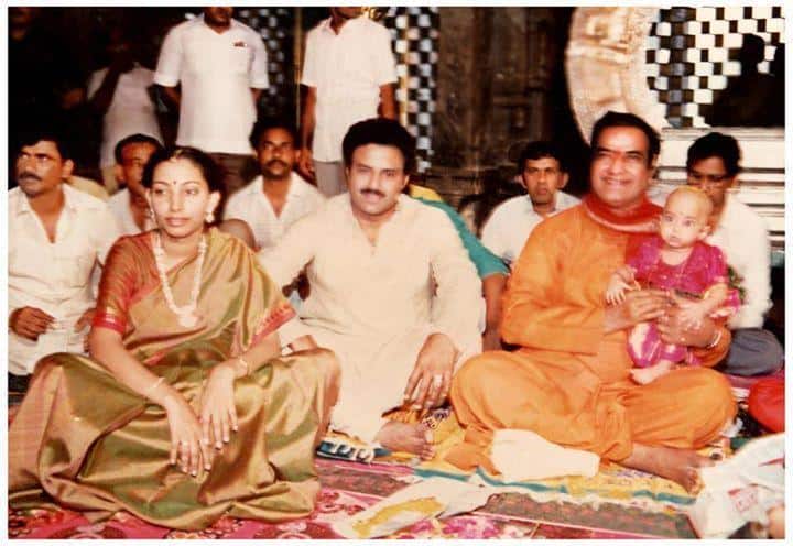 27. Rare pic of BalaKrishna and his wife Vasundhara with Sr NTR