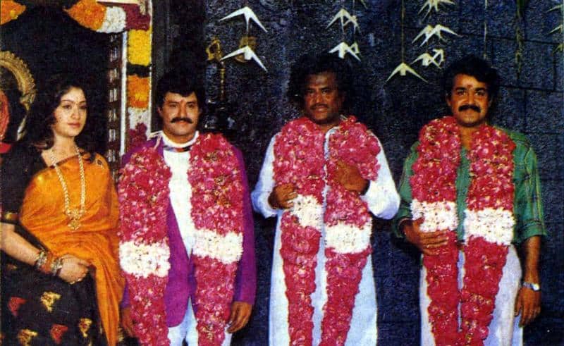 28. Rare pic of BalaKrishna with Vijayashanthi, Rajinikanth and Mohan Lal