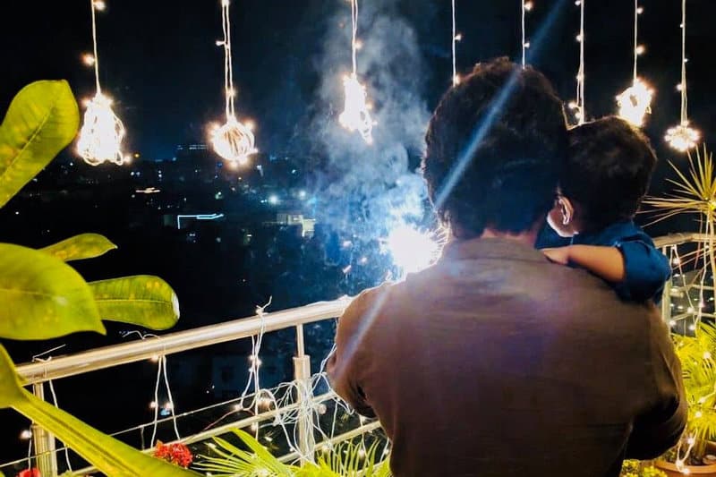 46. Nani celebrating Diwali with Junnu Gadu