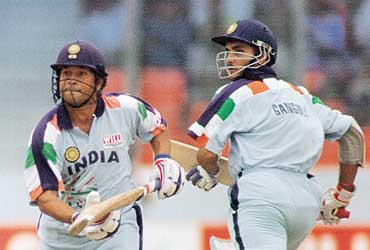 42. Rare Pic Of Sachin And Sourav Running In Between Wickets