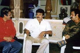 4. Chiru Balayya & Aswini Dutt Rare Pic From Indra Movie Sets