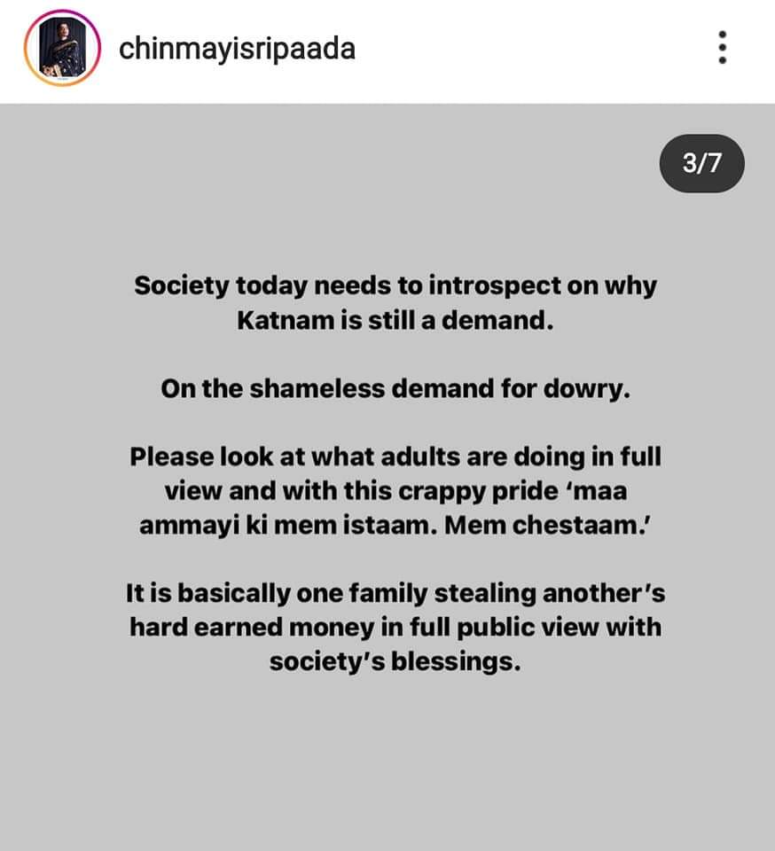 3.Chinmayi Sripaada insta post
